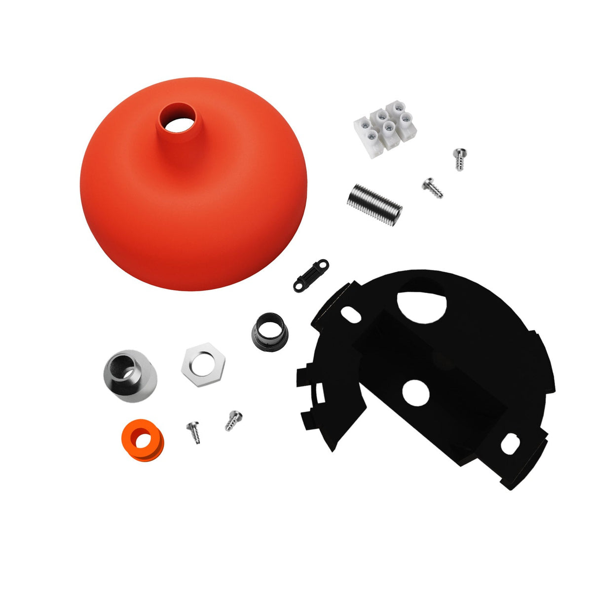 Silikon-Rosetten-Kit mit mittiger Bohrung und Vorbereitung für seitlichen Ausgang – Orange – Ansicht 2