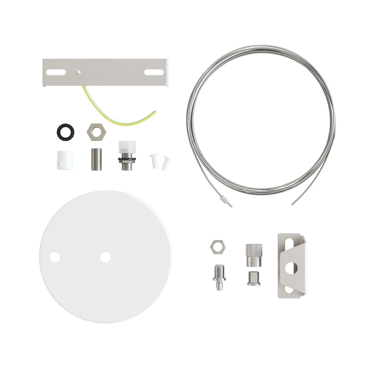 Kit Lampenbaldachin Ø 120 mm mit Stahlaufhängung und millimetergenauem Balancer – Mattweiß – Ansicht 4