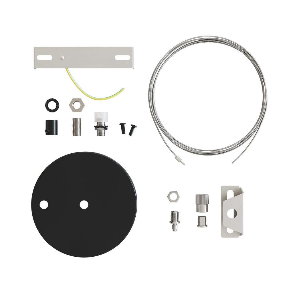 Kit Lampenbaldachin Ø 120 mm mit Stahlaufhängung und millimetergenauem Balancer – Mattschwarz – Ansicht 4