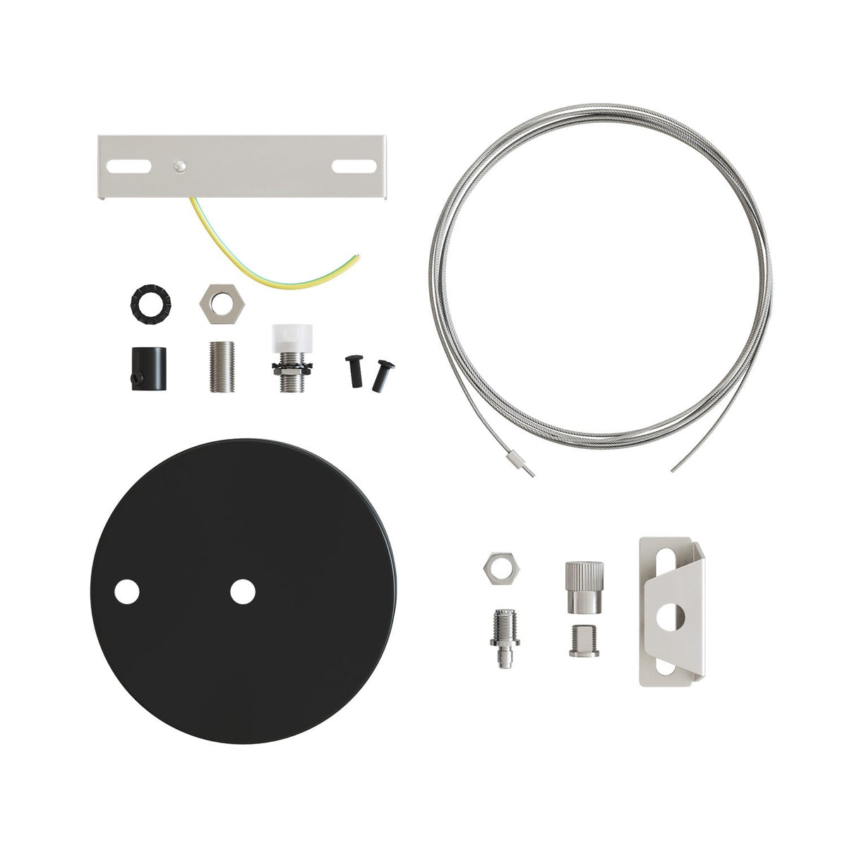 Kit Lampenbaldachin Ø 120 mm mit Stahlaufhängung und millimetergenauem Balancer – Mattschwarz – Ansicht 4