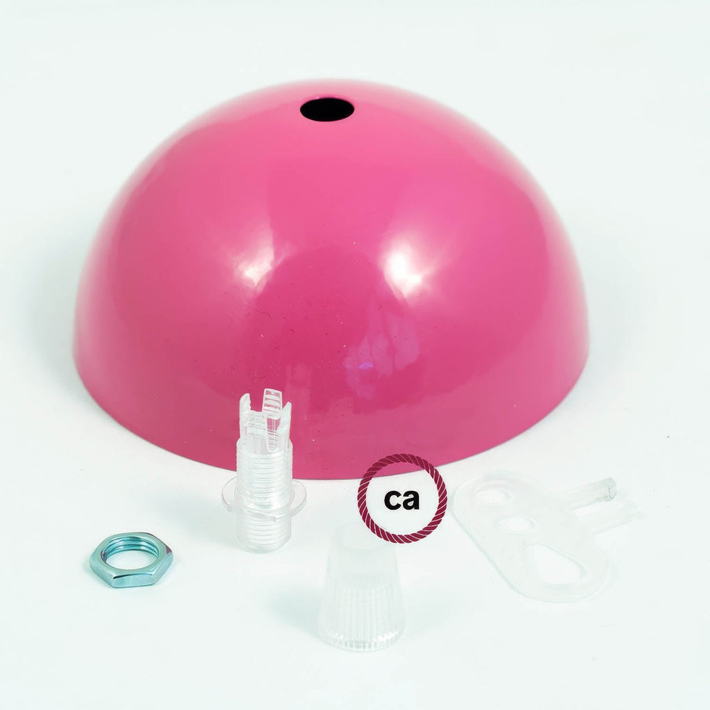 Halbkugelförmiges Lampenbaldachin-Set aus lackiertem Metall – Fuchsia – Ansicht 3