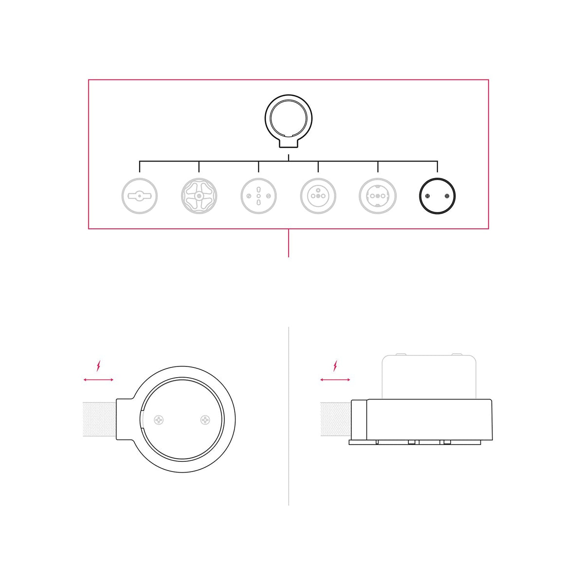 Anschlussset und Sockel für Creative-Tubes aus Porzellan – Schwarz – Ansicht 7