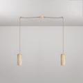 2-flammige Pendelleuchte mit Holzlampenschirmen für Tub-E27 Spots
