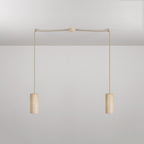 2-flammige Pendelleuchte mit Holzlampenschirmen für Tub-E27 Spots