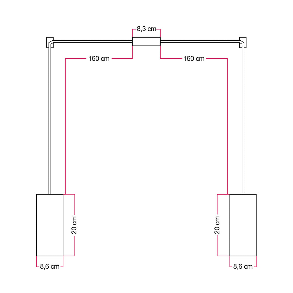 2-flammige Pendelleuchte mit Holzlampenschirmen für Tub-E27 Spots – Ansicht 5
