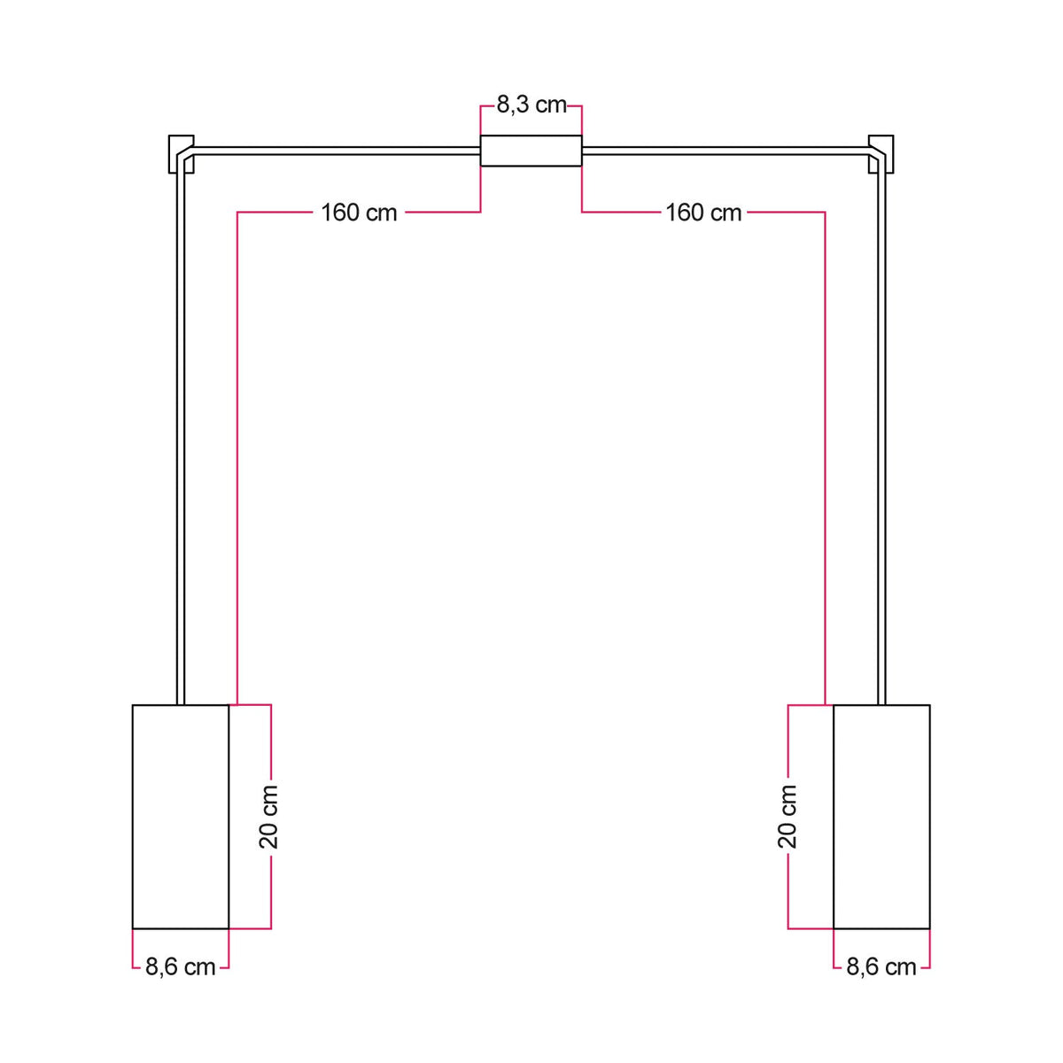 2-flammige Pendelleuchte mit Holzlampenschirmen für Tub-E27 Spots – Ansicht 5