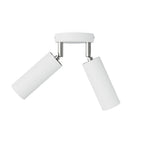 Lampe mit 2 Spots und Tub-E14-Lampenschirm, runder Baldachin – Mattweiß