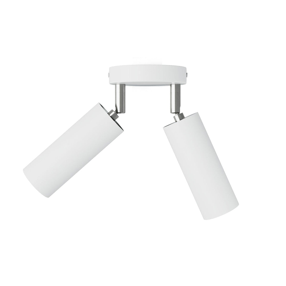 Lampe mit 2 Spots und Tub-E14-Lampenschirm, runder Baldachin – Mattweiß