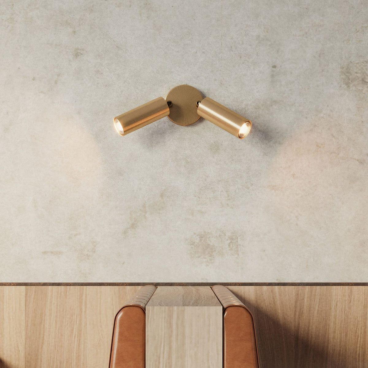 Leuchte mit 2 Spots, Tub-E14 Schirm und rundem Baldachin – Satiniertes Bronze – Ansicht 3