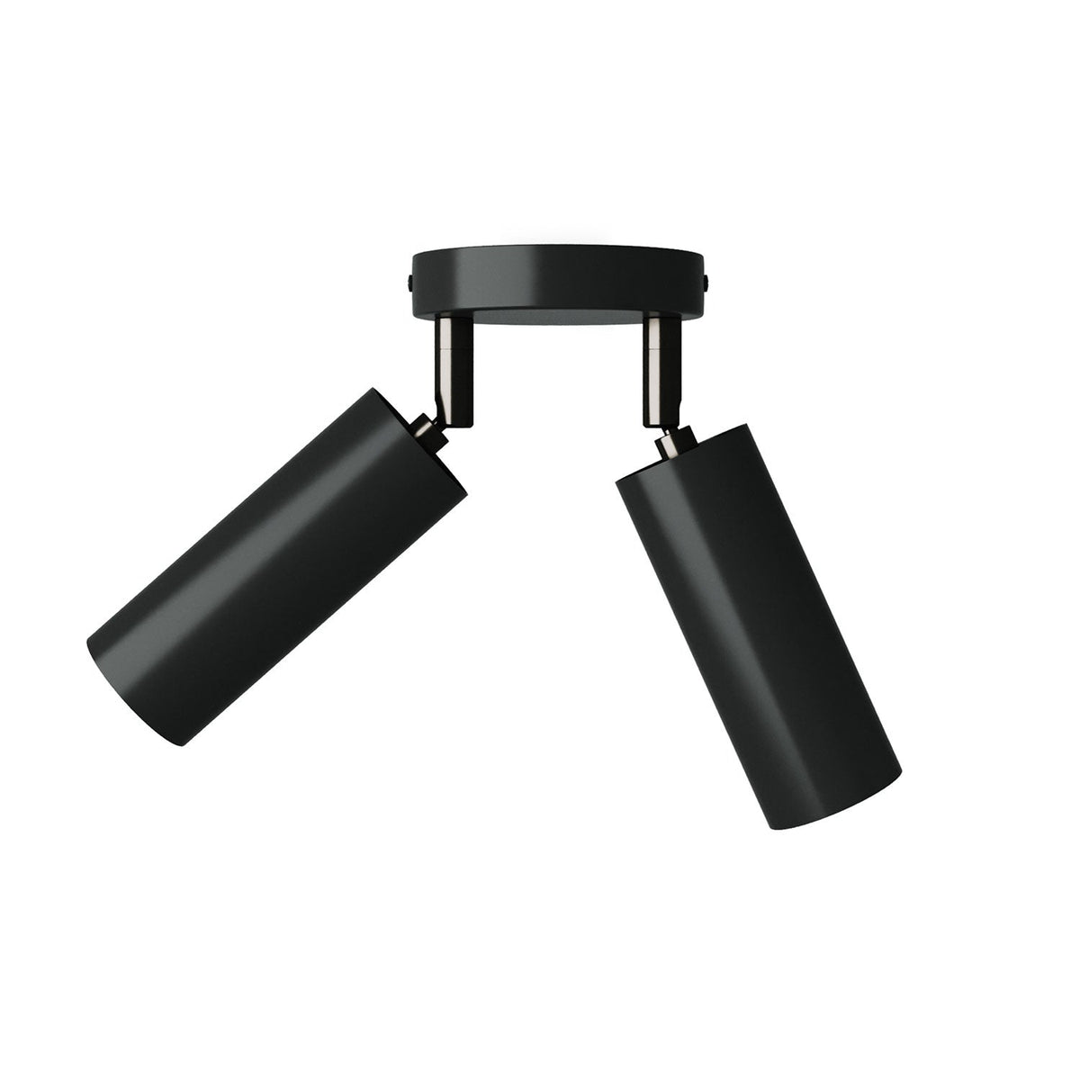 2-flammige Spotleuchte mit Tub-E14-Lampenschirm und rundem Baldachin – Schwarz