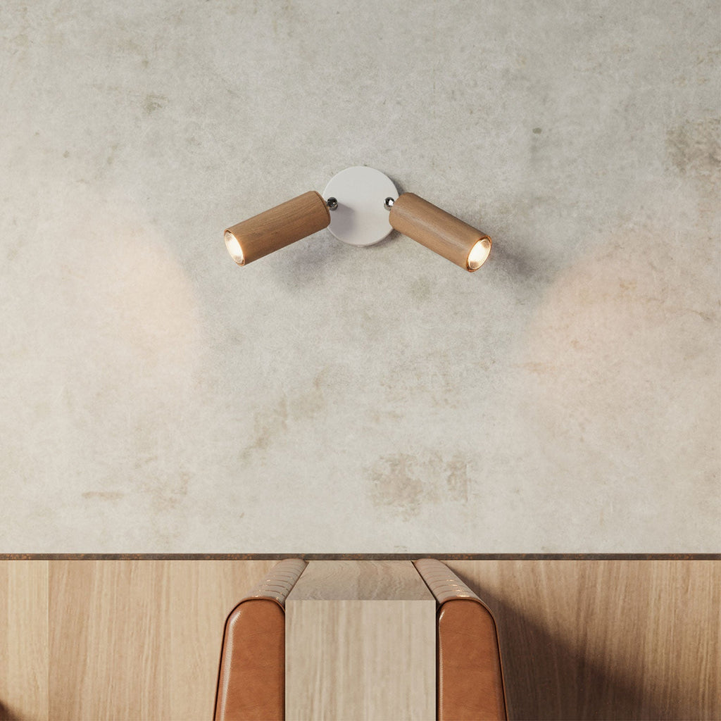 2-Strahler-Lampe mit Tub-E14-Schirm und runder Baldachin – Neutral – Ansicht 3