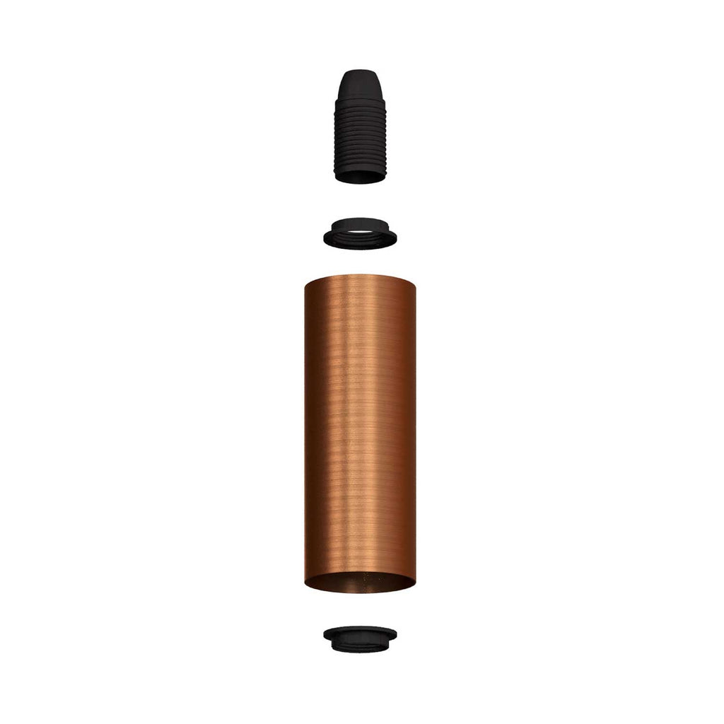 Zwei-Spots-Lampe mit Tub-E14-Lampenschirm und rundem Baldachin – Satiniertes Kupfer – Ansicht 4