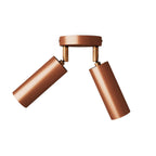 Zwei-Spots-Lampe mit Tub-E14-Lampenschirm und rundem Baldachin – Satiniertes Kupfer