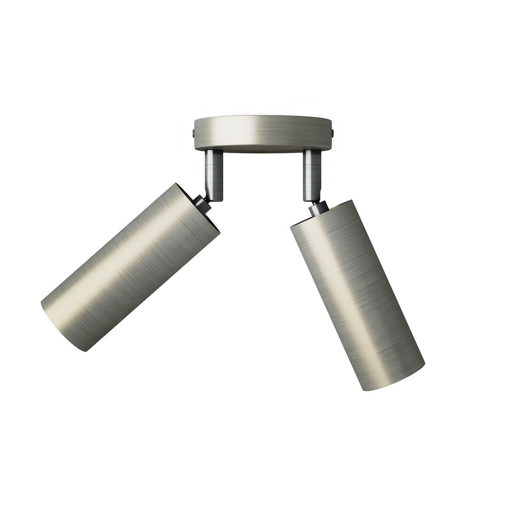 2-flammige Leuchte mit Tub-E14-Lampenschirm und rundem Baldachin – Satiniertes Titan