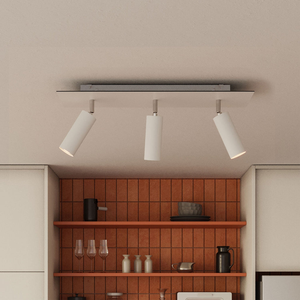 Lampe mit 3 Strahlern, Tub-E14-Schirm und Rose-One XXL rechteckig – Mattweiß – Ansicht 3