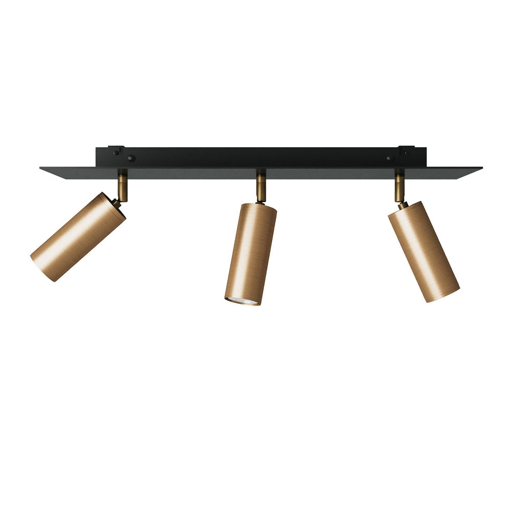 Lampe mit 3 Spots mit Tub-E14-Lampenschirm und rechteckigem XXL Rose-One – Satiniertes Bronze