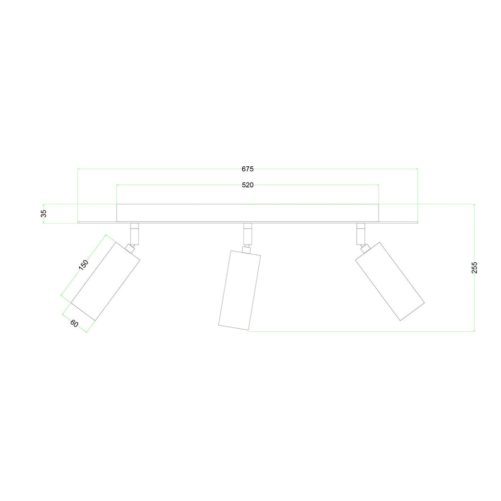 3-flammige Leuchte mit Tub-E14-Schirm und rechteckigem Rose-One XXL – Schwarz – Ansicht 5
