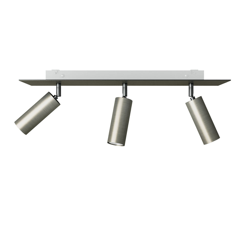 Dreistrahllampe mit Tub-E14-Lampenschirm und rechteckigem Rose-One XXL-Baldachin – Satiniert Titan
