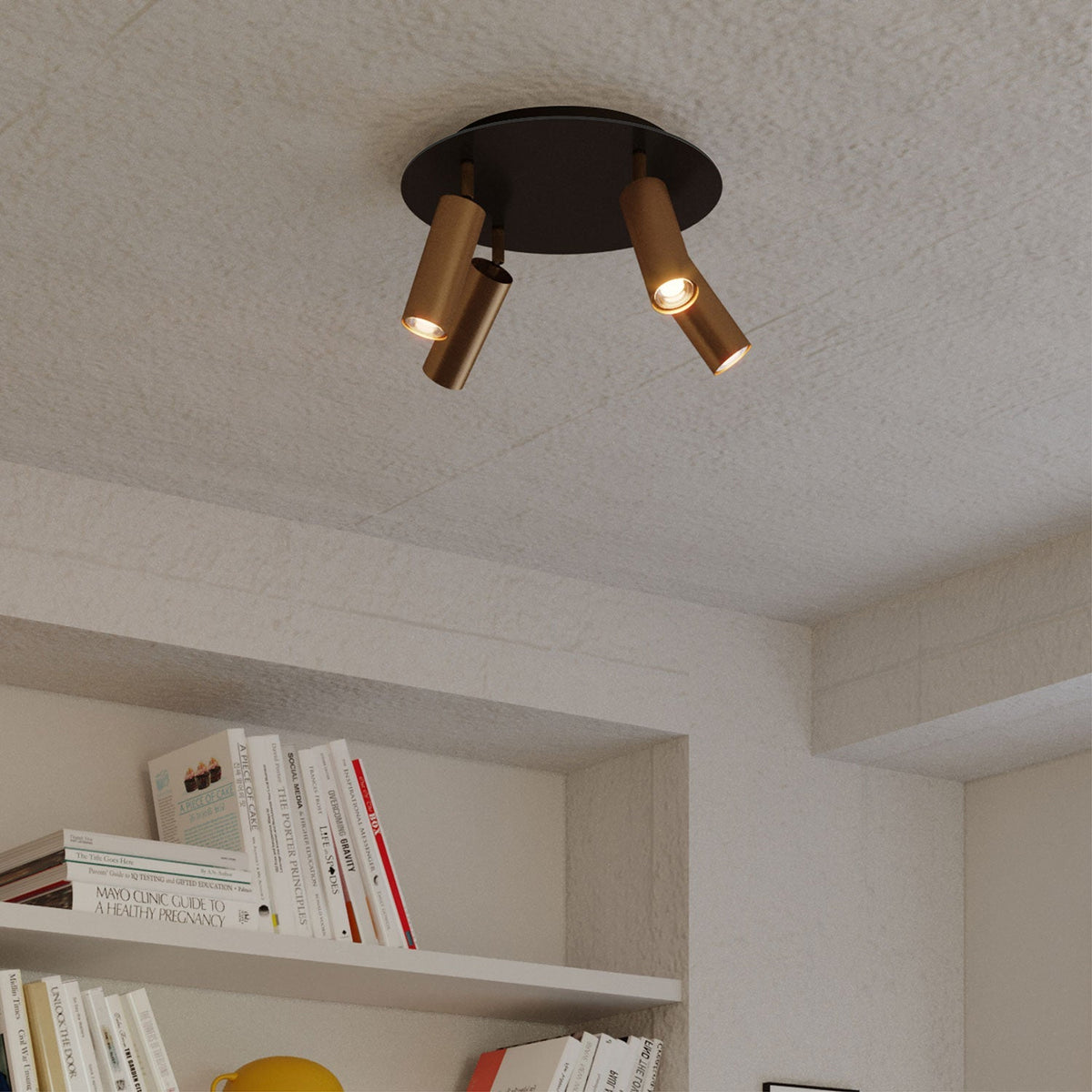 4-flammige Leuchte mit Tub-E14-Metallschirm und XXL rundem Rose-One-Baldachin - Satinbronze – Ansicht 3