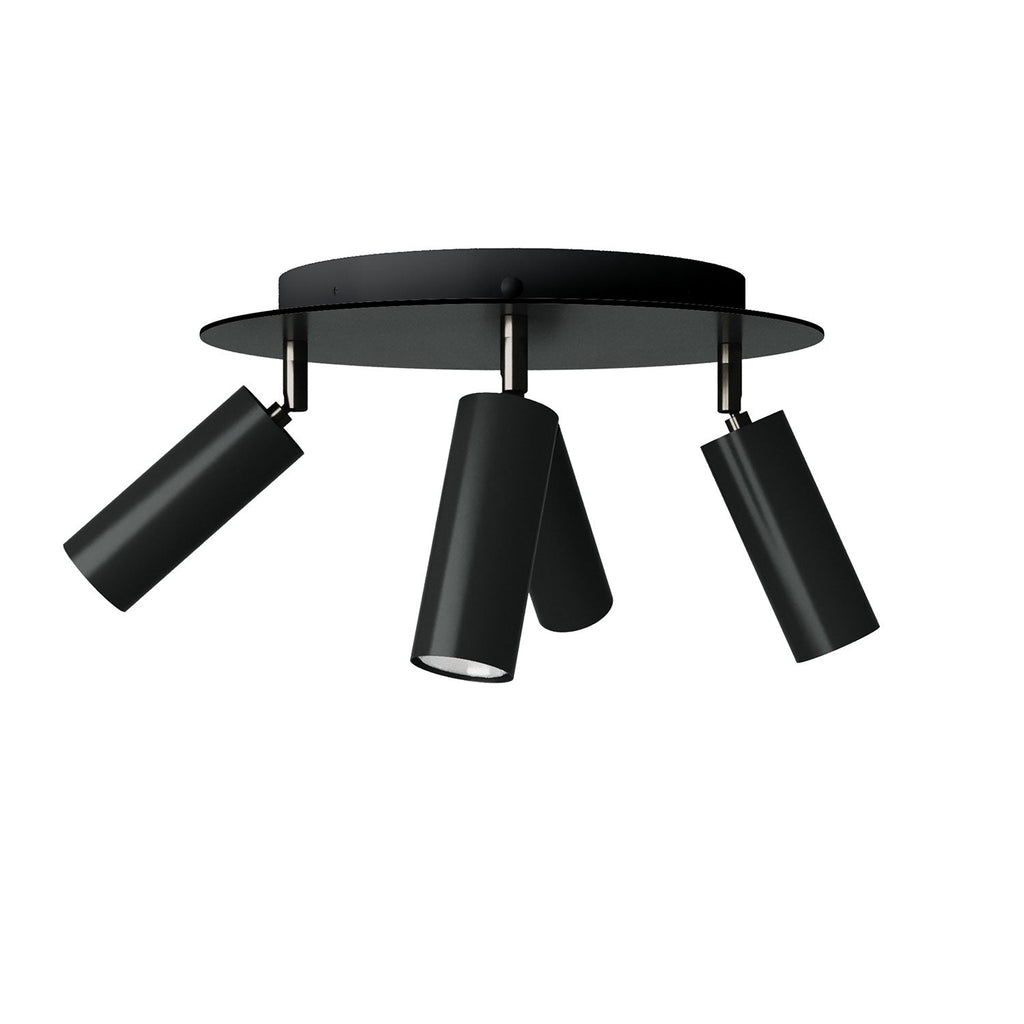 Lampe mit 4 Spots und Lampenschirm Tub-E14 sowie Rose-One XXL rund – Schwarz