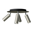 Leuchte mit 4 Spots und Tub-E14-Lampenschirm mit XXL-Rose-One rundem Baldachin – Satin-Titan