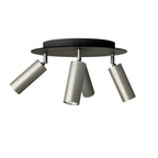 Leuchte mit 4 Spots und Tub-E14-Lampenschirm mit XXL-Rose-One rundem Baldachin – Satin-Titan
