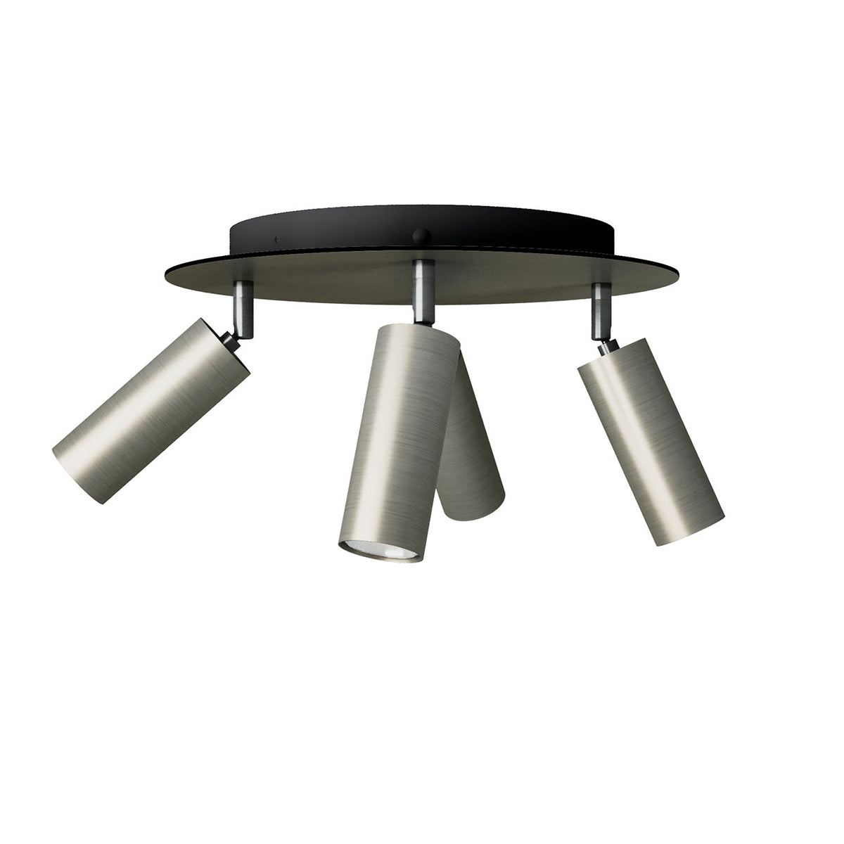 Leuchte mit 4 Spots und Tub-E14-Lampenschirm mit XXL-Rose-One rundem Baldachin – Satin-Titan