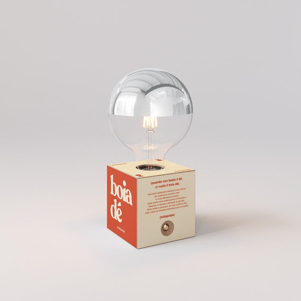 Kabellose Batterie-Lampe Cabless03 „Boia de“ mit halbglänzender Glühbirne in Silberkugel-Optik - Tuttapolpa
