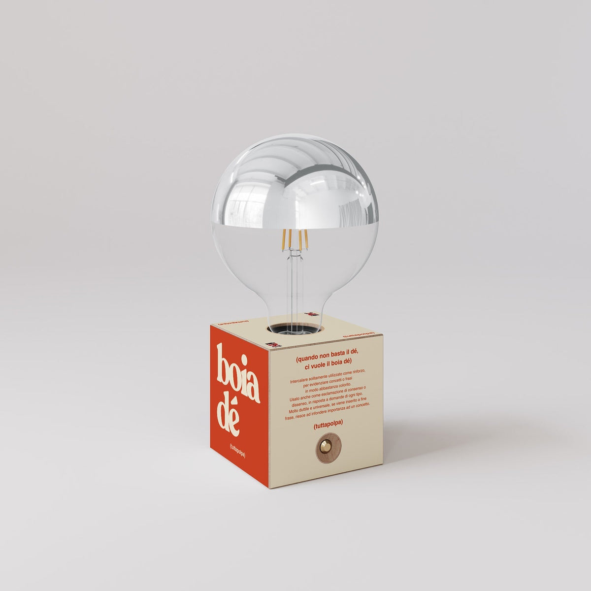 Kabellose Batterie-Lampe Cabless03 „Boia de“ mit halbglänzender Glühbirne in Silberkugel-Optik - Tuttapolpa – Ansicht 3