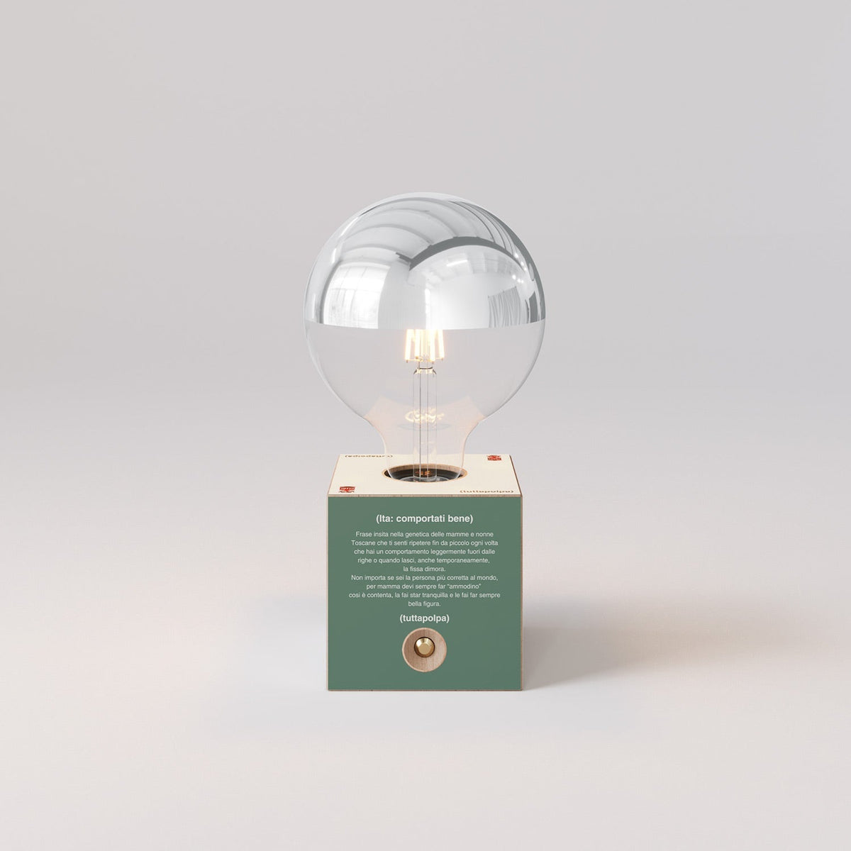 Kabellose Batterie-Lampe Cabless03 „Fai ammodino“ mit halbglänzender Glühbirne in Silberkugel-Optik - Tuttapolpa – Ansicht 4
