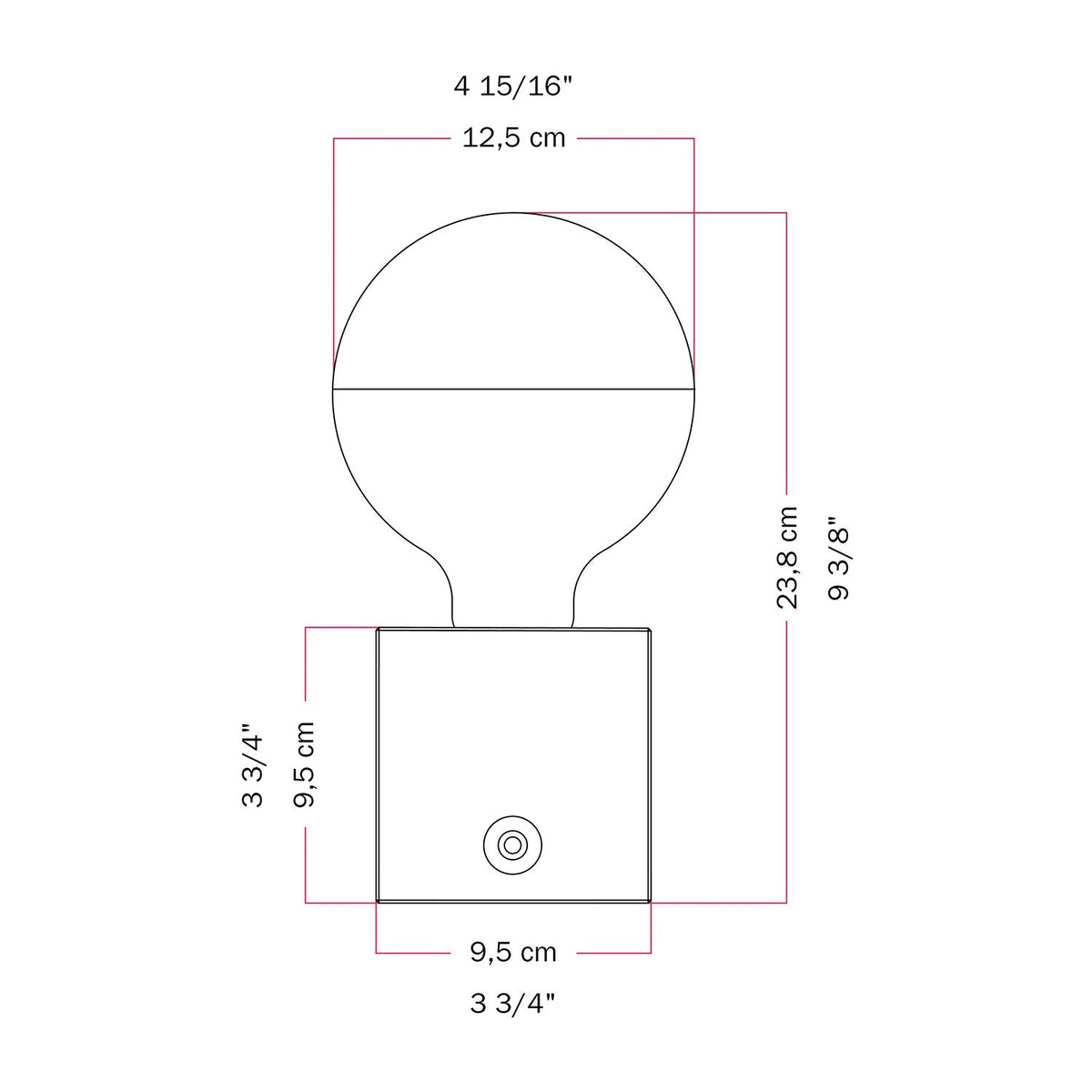 Kabellose Batterie-Lampe Cabless03 „Pensati all’Elba“ mit halbglänzender Glühbirne in Silberkugel-Optik - Tuttapolpa – Ansicht 6