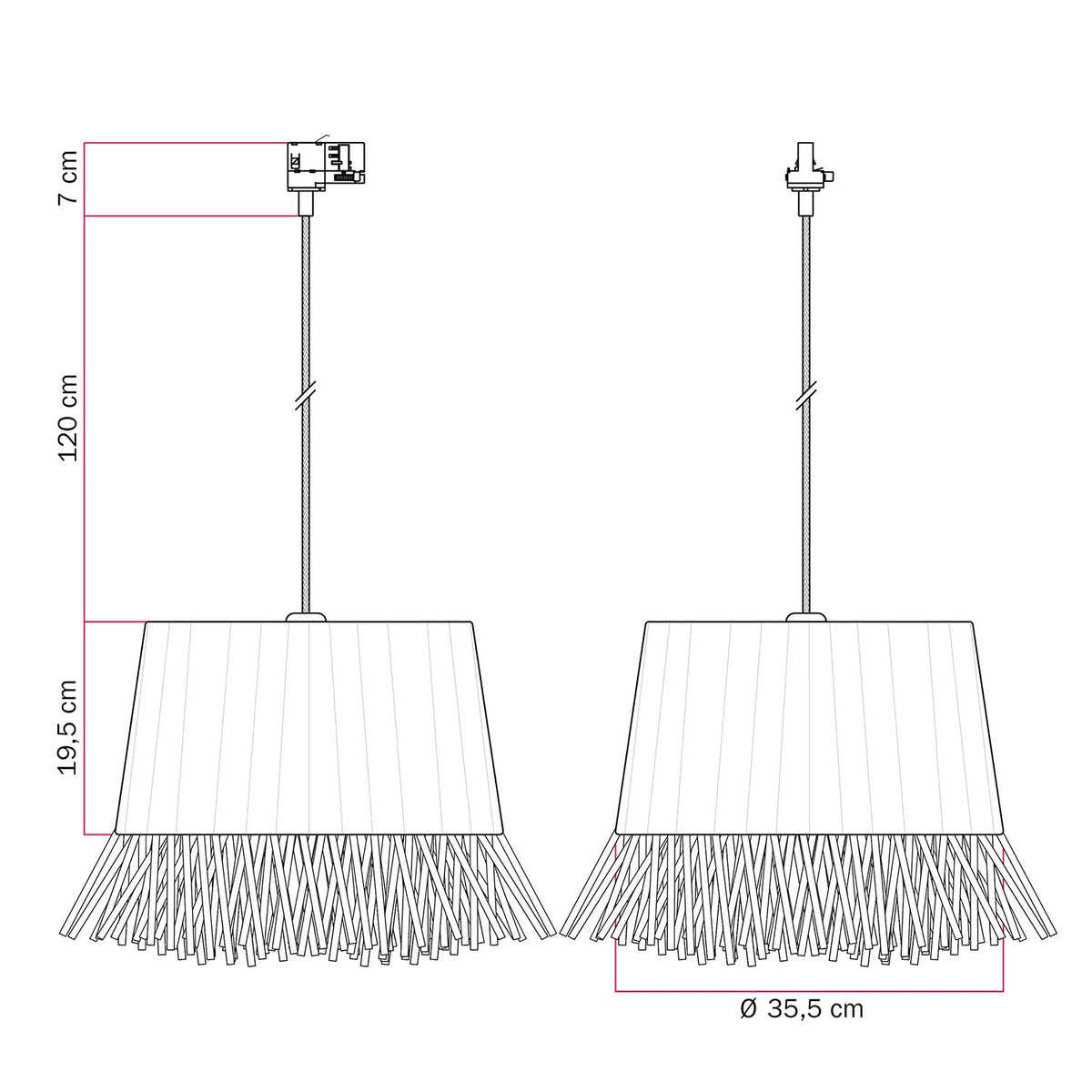 Schienenleuchte mit Lampenschirm aus Raffia Honolulu – Neutral – Ansicht 6