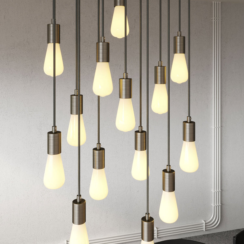 Pendelleuchte mit 14 Abhängungen mit XXL Rose-One Rechteck 675 mm mit Metall-Finish – Mattweiß – Ansicht 3