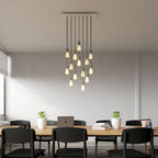 Pendelleuchte mit 14 Abhängungen mit XXL Rose-One Rechteck 675 mm mit Metall-Finish – Mattweiß – Ansicht 2