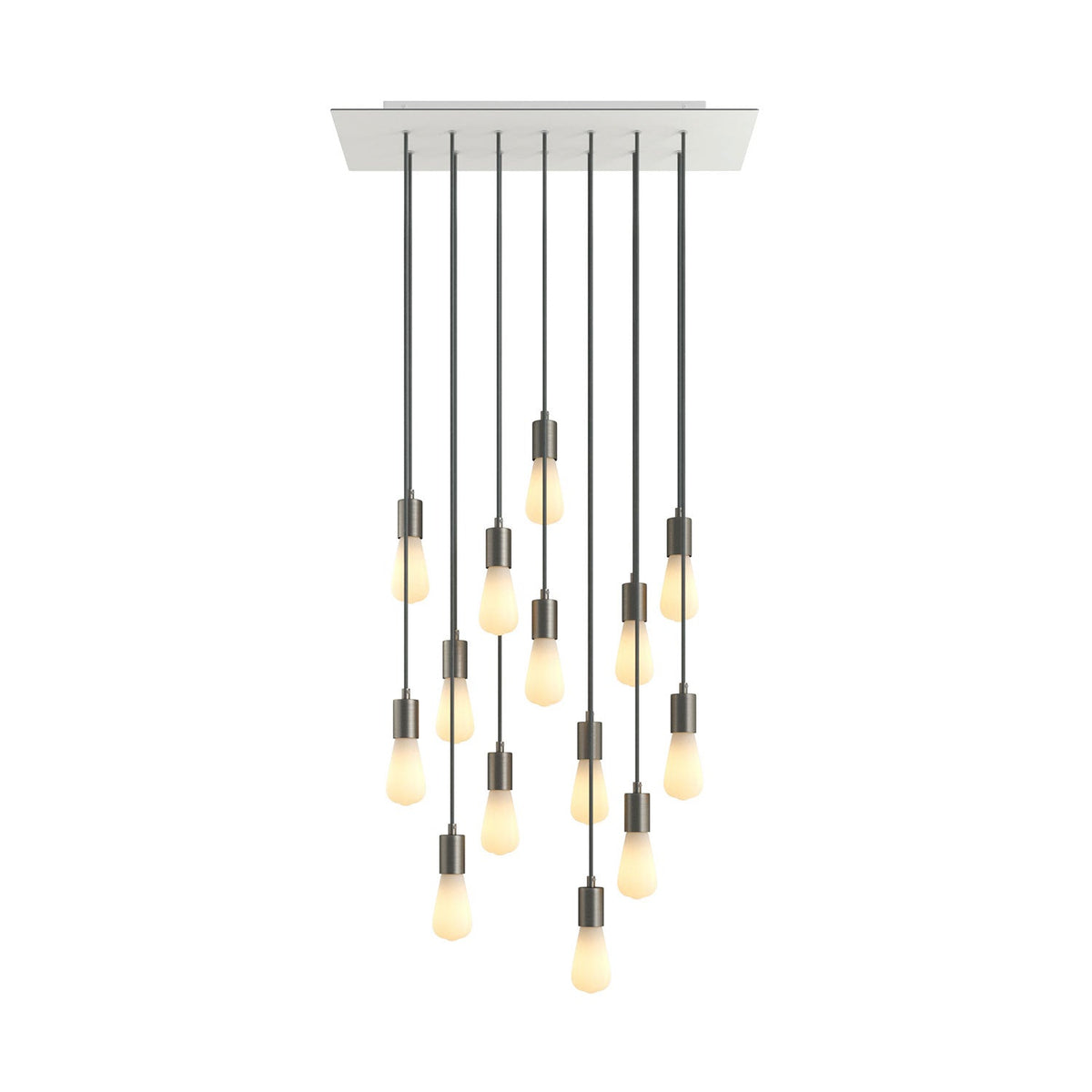 Pendelleuchte mit 14 Abhängungen mit XXL Rose-One Rechteck 675 mm mit Metall-Finish – Mattweiß