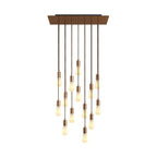 Pendelleuchte mit 14 Abhängungen und XXL Rose-One rechteckig 675 mm mit Metall-Optik – Satin-Kupfer