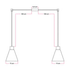 Pendelleuchte mit 2 Abhängungen und konischen Lampenschirmen aus Holz – Satin-Kupfer – Ansicht 4