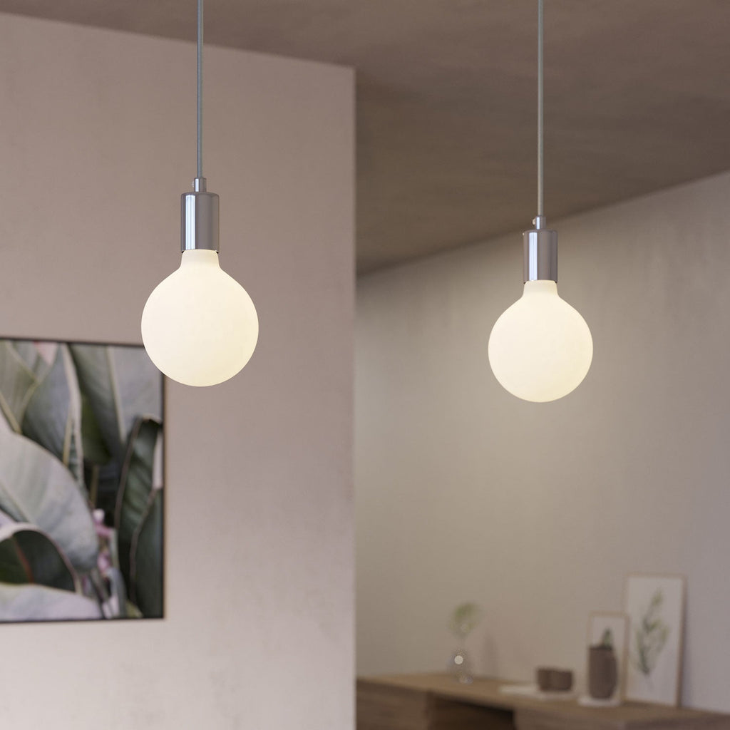 Pendelleuchte mit 2 Abhängungen und XXL Rose-One Rechteck 675 mm mit Metalldekor – Edelstahl satiniert – Ansicht 3