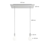 Pendelleuchte mit 2 Abhängungen und XXL Rose-One Rechteck 675 mm mit Metall-Finish – Satin Kupfer – Ansicht 6