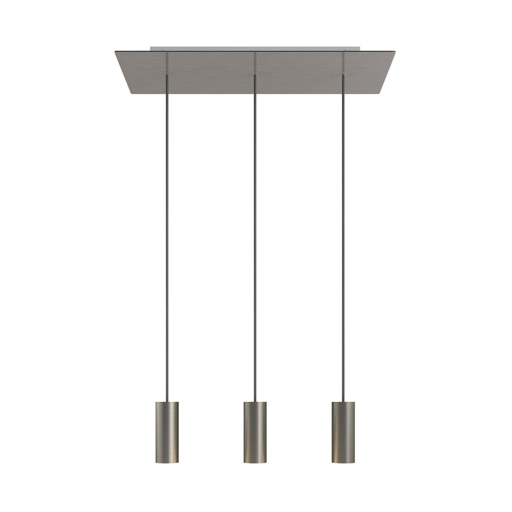 Pendelleuchte mit 3 Abhängungen, XXL Rose-One rechteckig 675 mm mit Metallschirm Tub-E14 – Satiniertes Stahl