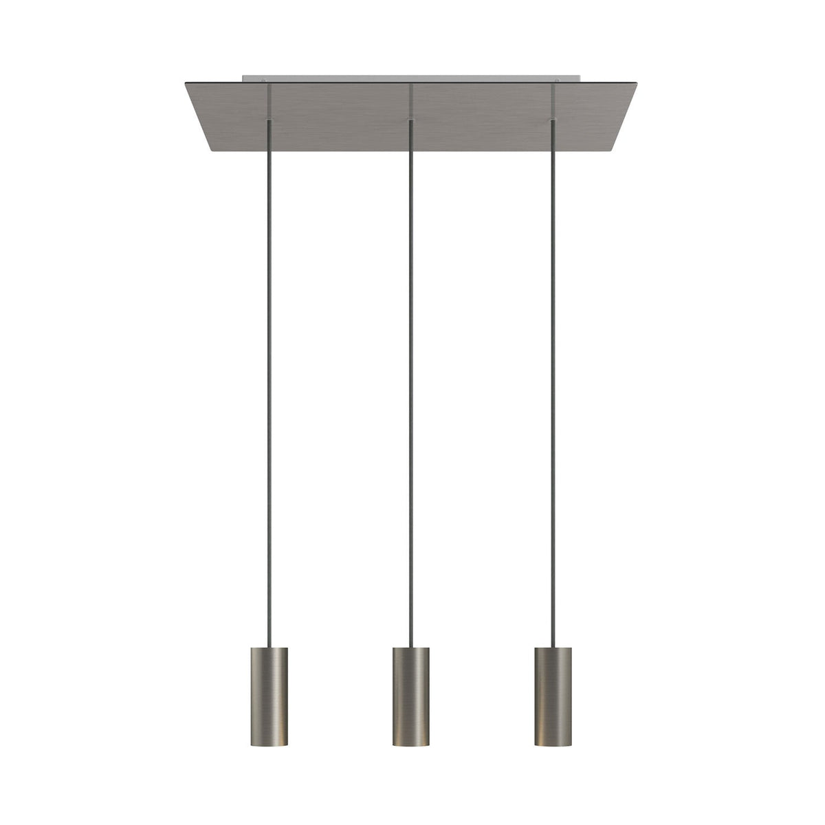 Pendelleuchte mit 3 Abhängungen, XXL Rose-One rechteckig 675 mm mit Metallschirm Tub-E14 – Satiniertes Stahl