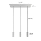 Pendelleuchte mit 3 Abhängungen, XXL Rose-One rechteckig 675 mm mit Metallschirm Tub-E14 – Satiniertes Stahl – Ansicht 6