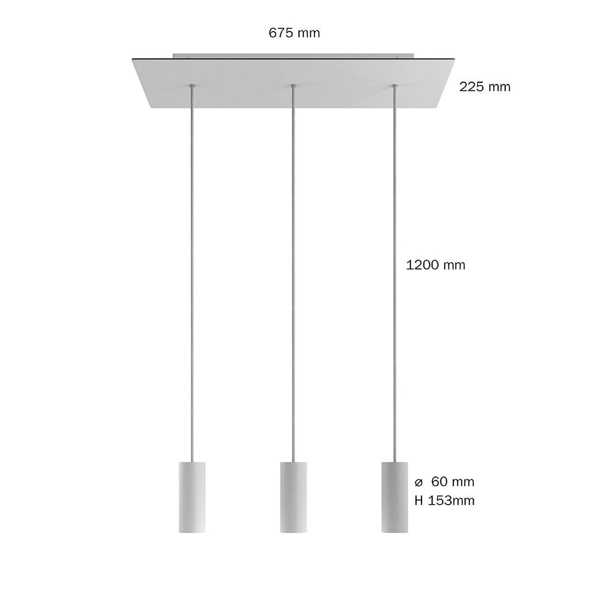 Pendelleuchte mit 3 Abhängungen, XXL Rose-One rechteckig 675 mm mit Tub-E14 Metallschirm – Satin Kupfer – Ansicht 6