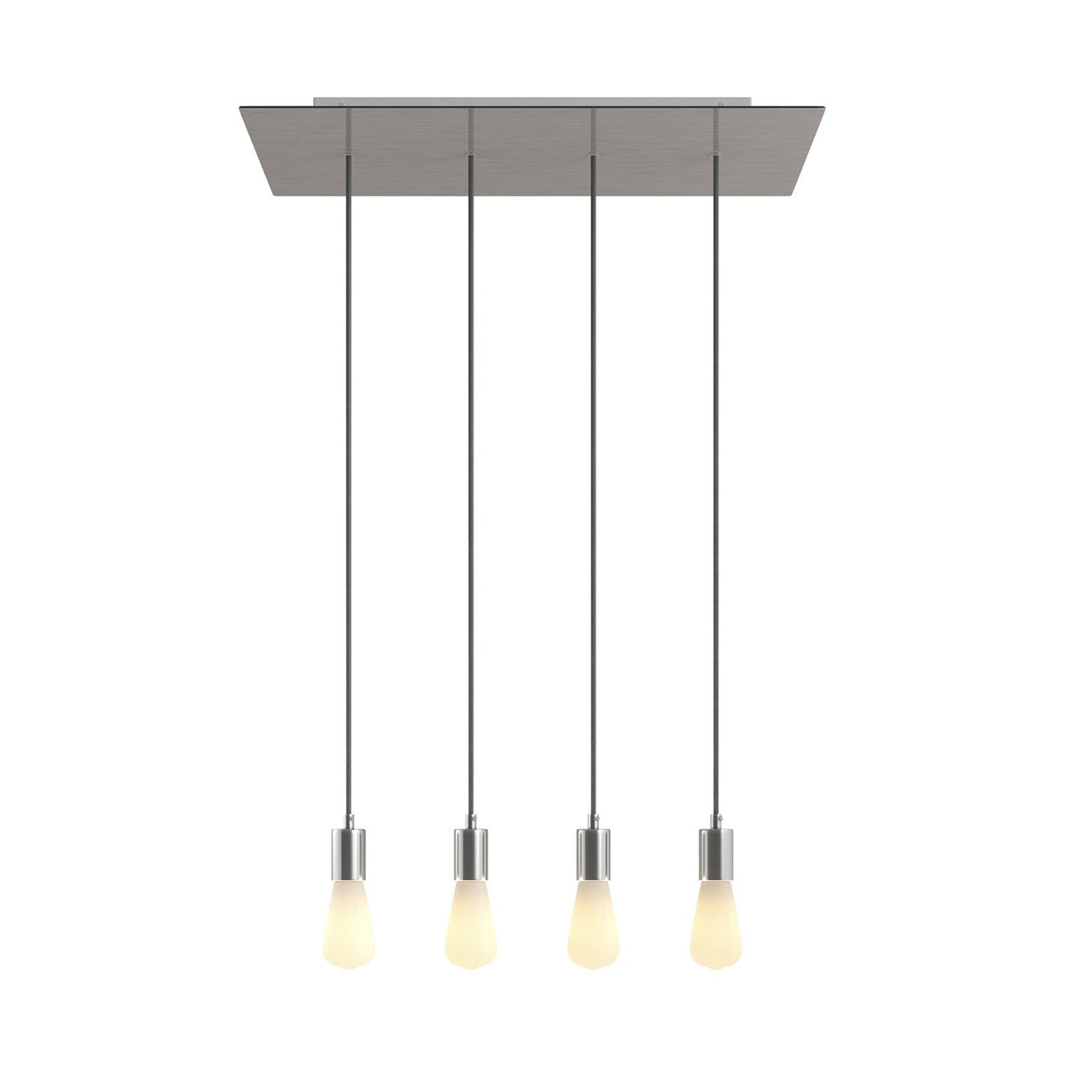 Pendelleuchte mit 4 Abhängungen und XXL Rose-One rechteckig 675 mm mit Metallfinish – Satinierter Stahl