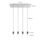 Pendelleuchte mit 4 Abhängungen und XXL Rose-One rechteckig 675 mm mit Metallfinish – Satinierter Stahl – Ansicht 6
