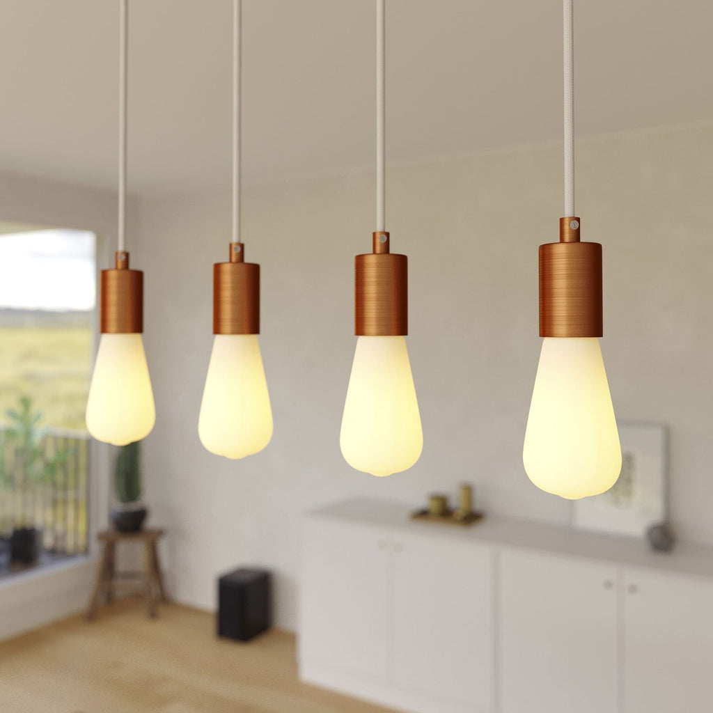 Pendelleuchte mit 4 Abgängen und XXL Rose-One rechteckig 675 mm mit Metallfinish – Mattweiß – Ansicht 3