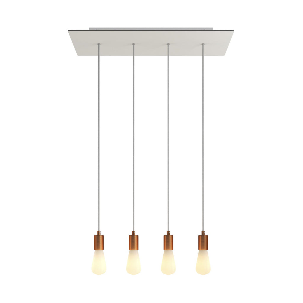 Pendelleuchte mit 4 Abgängen und XXL Rose-One rechteckig 675 mm mit Metallfinish – Mattweiß