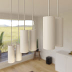 Pendelleuchte mit 6 Abgängen und XXL Rose-One Rechteck 675 mm mit Metall-Lampenschirm Tub-E14 – Mattweiß – Ansicht 3