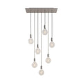 Pendelleuchte mit 7 Hängern und XXL Rose-One Rechteck 675 mm mit Metall-Finishes – Satiniertes Stahl