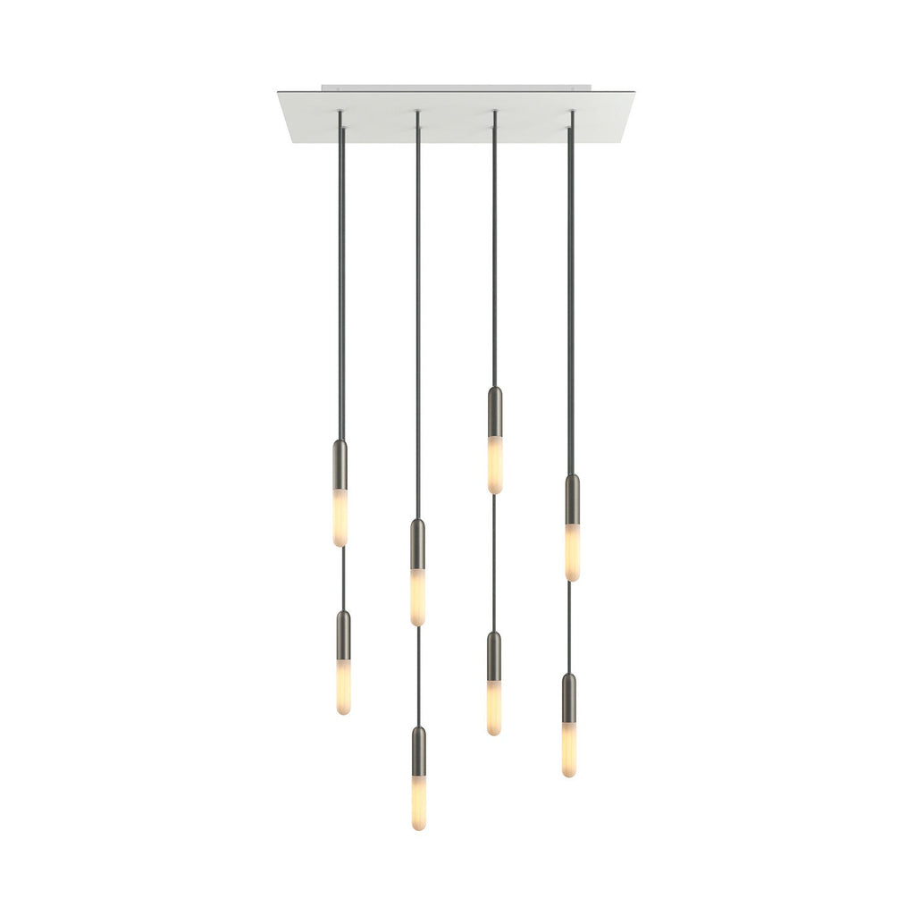 Pendelleuchte mit 8 Abhängungen und XXL Rose-One Rechteck 675 mm mit Metall-Finish – Mattweiß